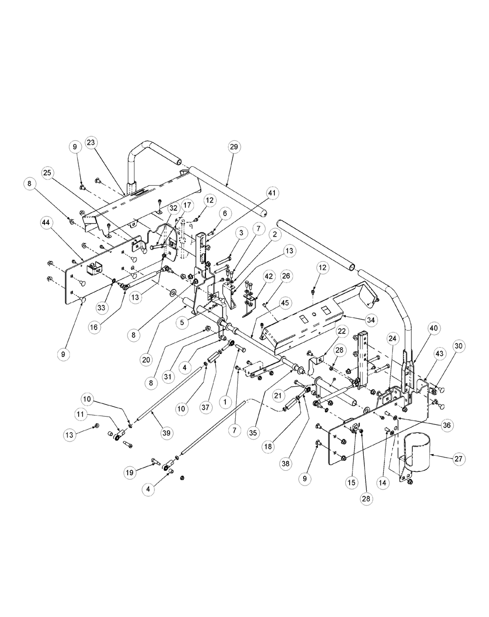 Control Assembly Diagram and Parts List for M60-KW 53CB5D8X750-25-HP-OHV Cub Cadet Lawn Tractor